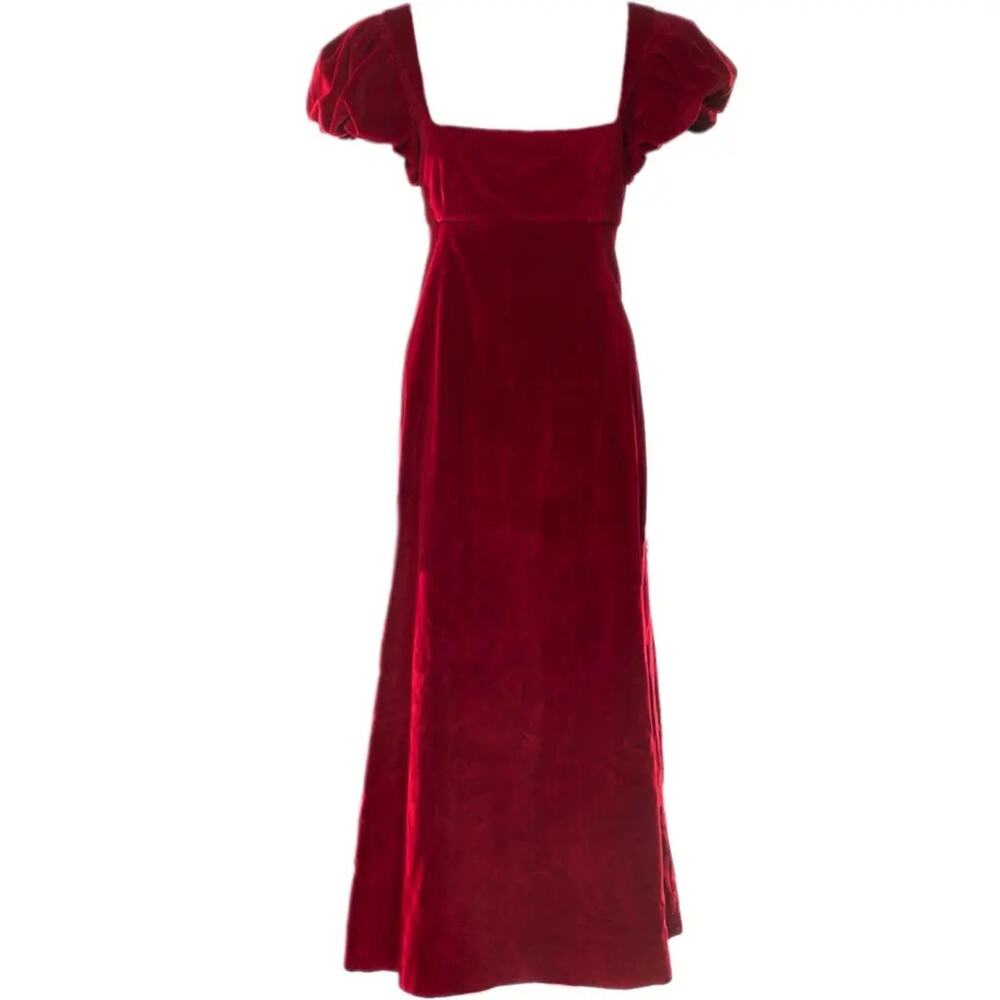 DÔEN Celestine Heirloom Velvet Dress - XXS - Rosso